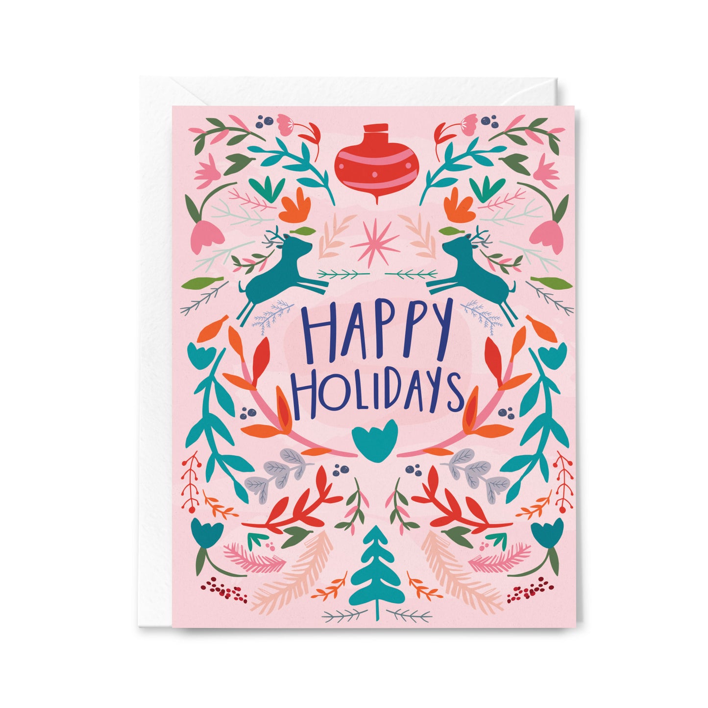 Happy Holidays Pink Floral