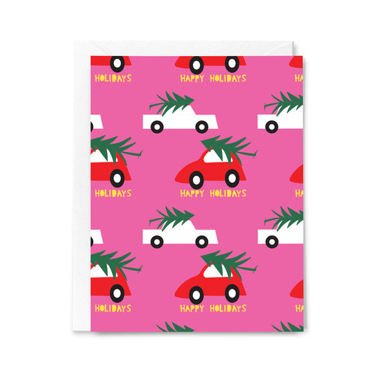 Happy Holidays Pink Cars